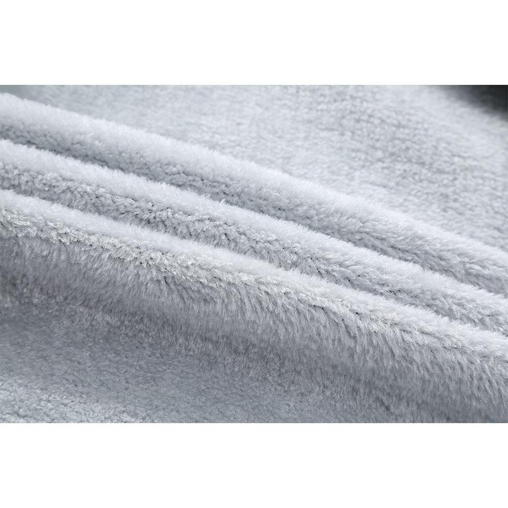 W02 Men's Autumn Winter Casual Color Block Cotton Cashmere Hooded Coat Size M - Blue + Gray