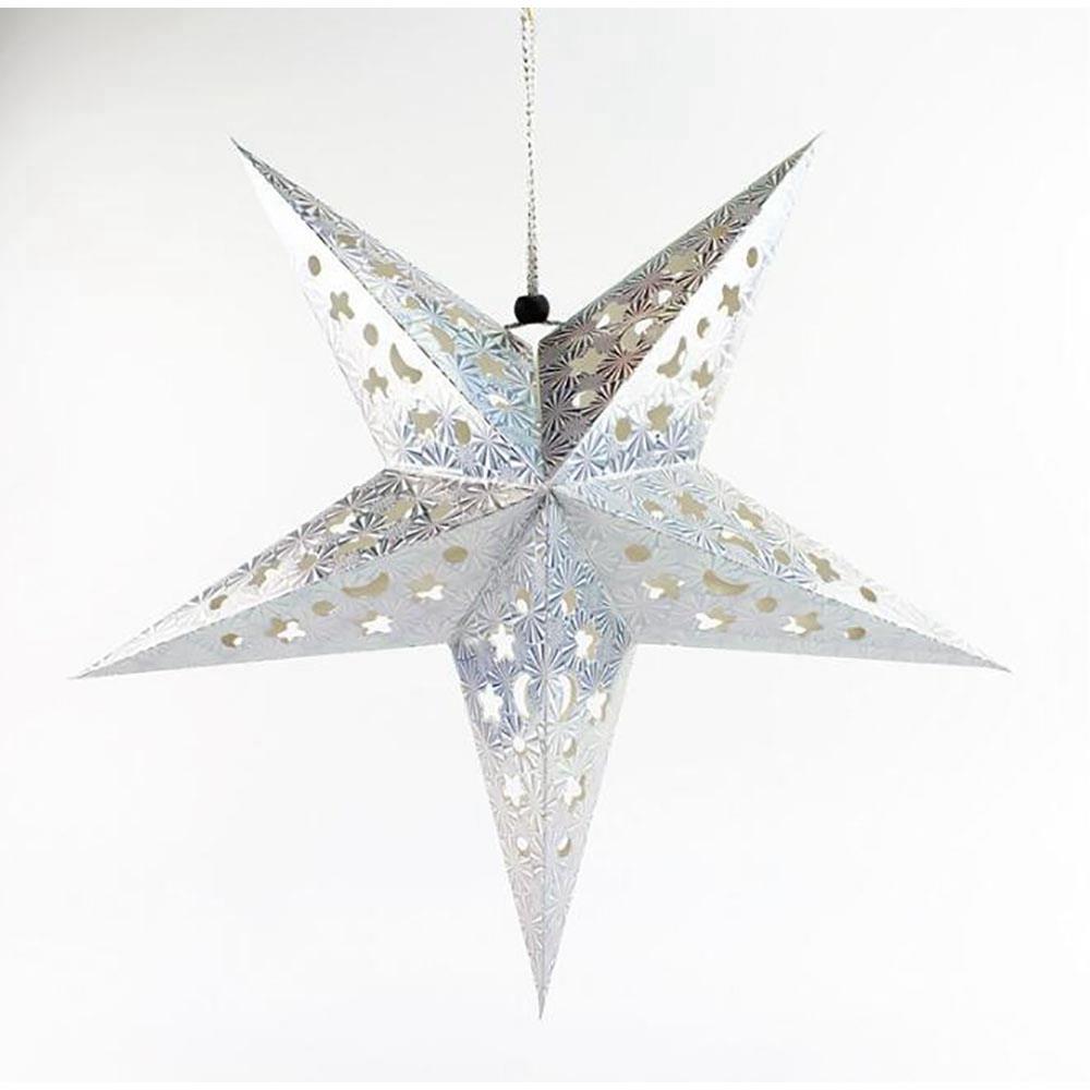 Hanging Paper Star Solid Laser Pentagonal Star Ceiling Decoration (30CM) - Blue