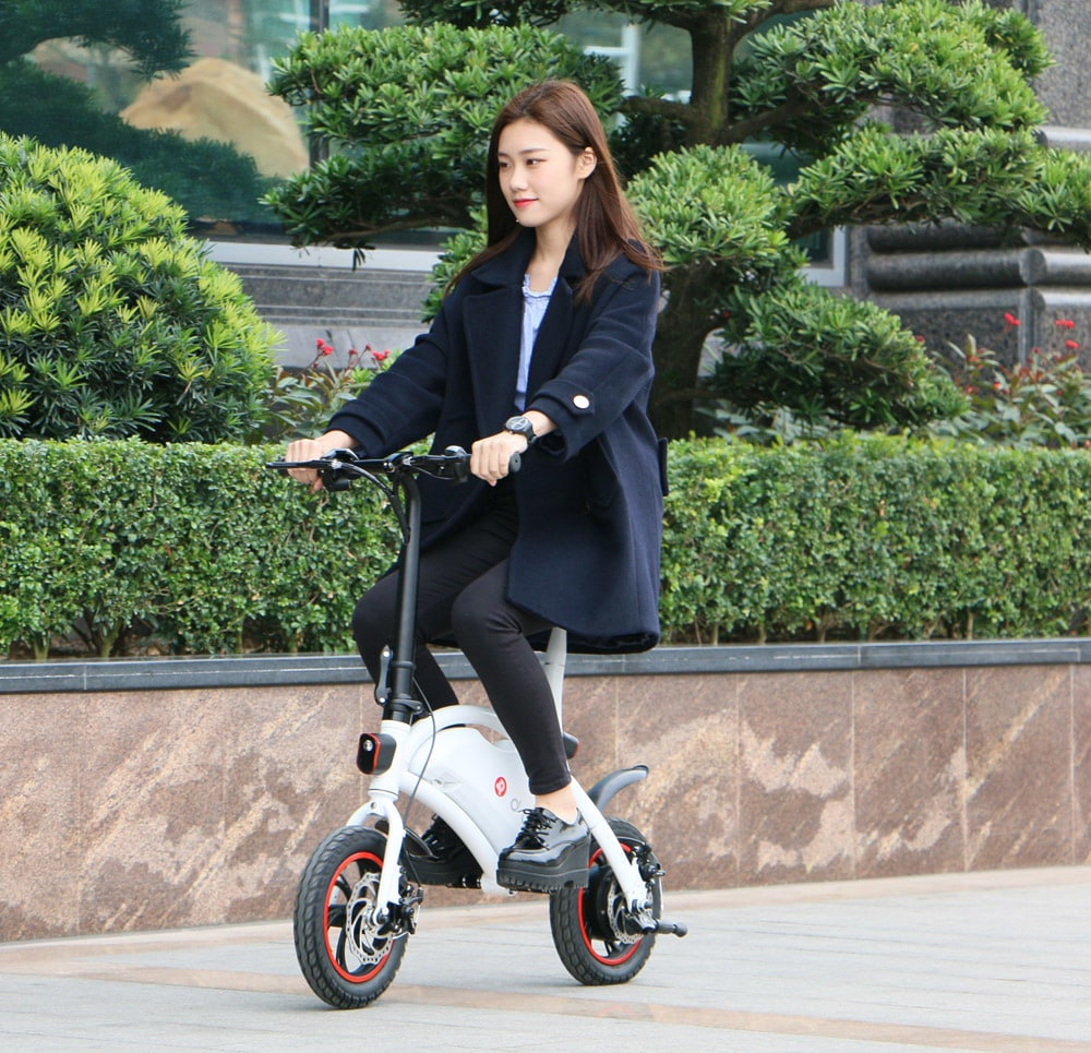 [Standard Edition] F-wheel D1 DYU Electric Bike Folding Design Smart Controlling 12 Inch Wheels - White