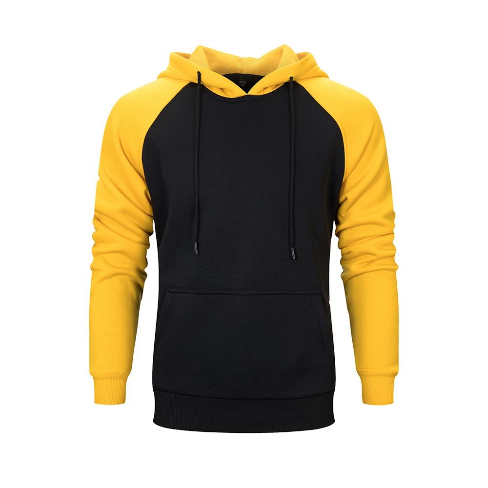 WY39 Men's Autumn Winter Raglan Hoodie (Color Block Breathable Size M) - Black