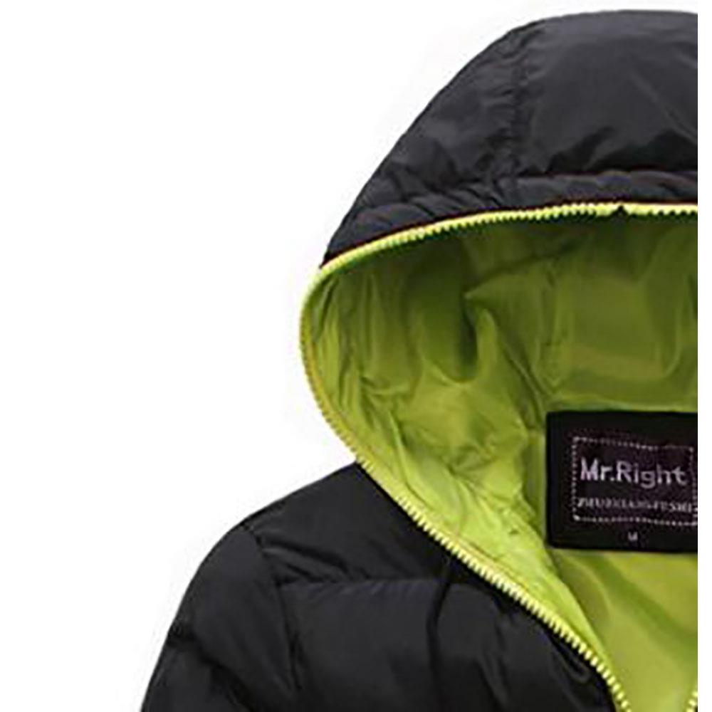 Agai-mccf Men's Leisure Hooded Candy Color Down Jacket (Warm Coat Size M) - Black + Green