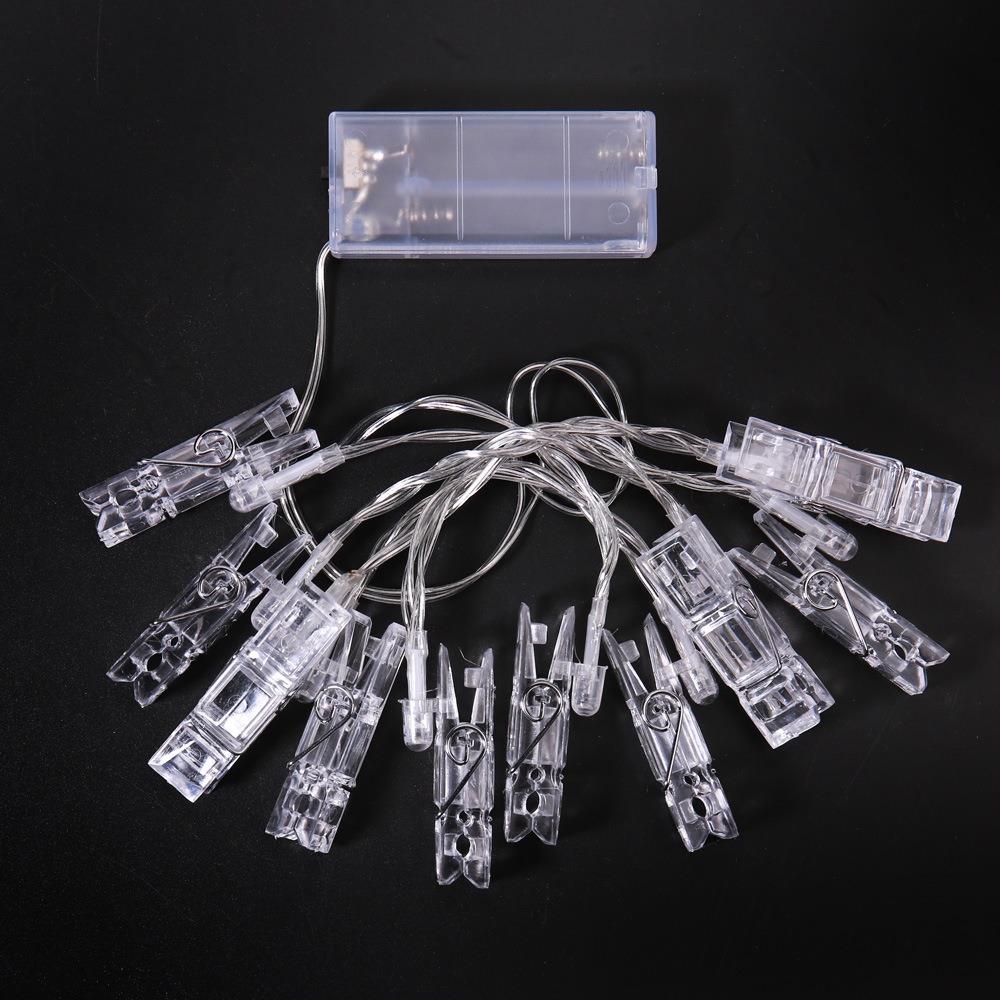 10PCS LED Clip Light Battery String Lights for Pictures Decoration Holiday Christmas Party Garden (1.2 Meters)- Warm White