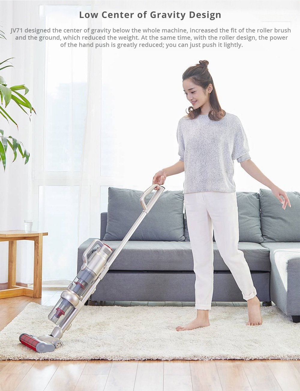 [International Version] Xiaomi LEXY JIMMY JV71 Vertical Cordless Stick Vacuum Cleaner 130AW Powerful Suction Anti-winding Hair Mite Cleaning - Champagne gold