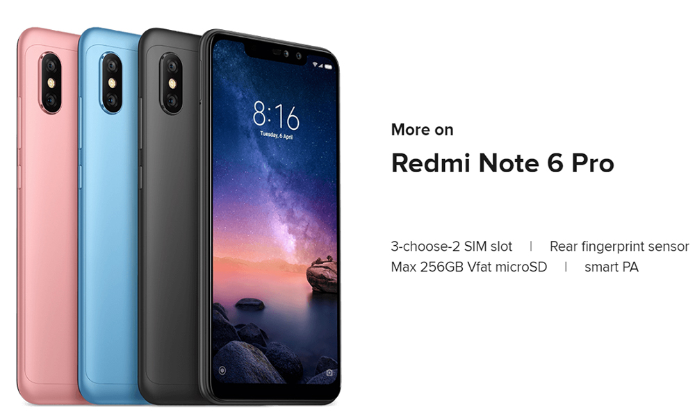 [Spain Stock][Official Global Version]Xiaomi Redmi Note 6 Pro 6.26 Inch 4G LTE Smartphone Snapdragon 636 4GB 64GB 12.0MP + 5.0MP Dual Rear Cameras MIUI 9 Face ID FHD+ Screen - Black