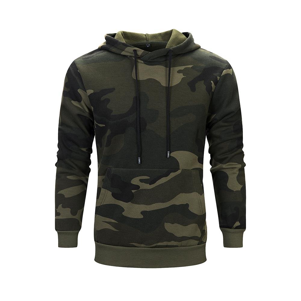 WY03 Men Casual Camouflage Pattern Hoodie Size 2XL Army Green