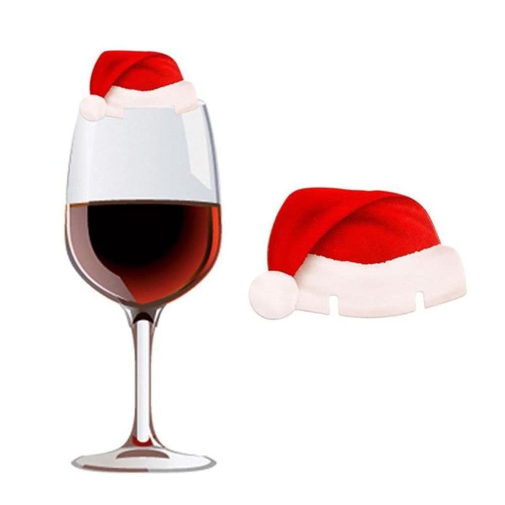 10PCS Santa Hat Place Cards Wine Glass Cards for Christmas Decorations Christmas Wine Glass Decoration