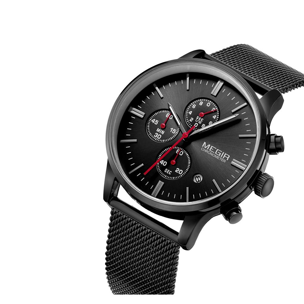 MEGIR Silver Black s2018 хронограф