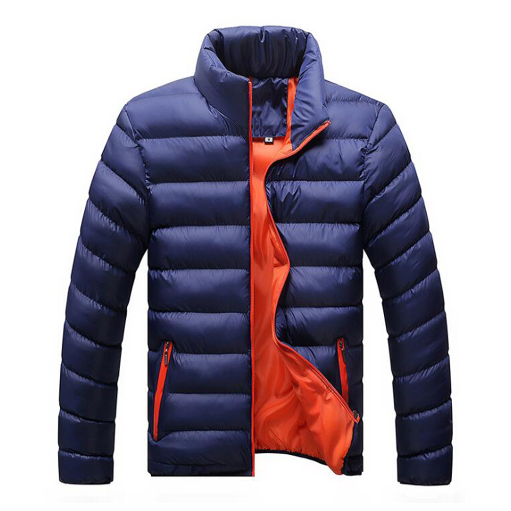Men's Autumn and Winter Down Jacket Cotton-padded Coat (Size 2XL) - Blue