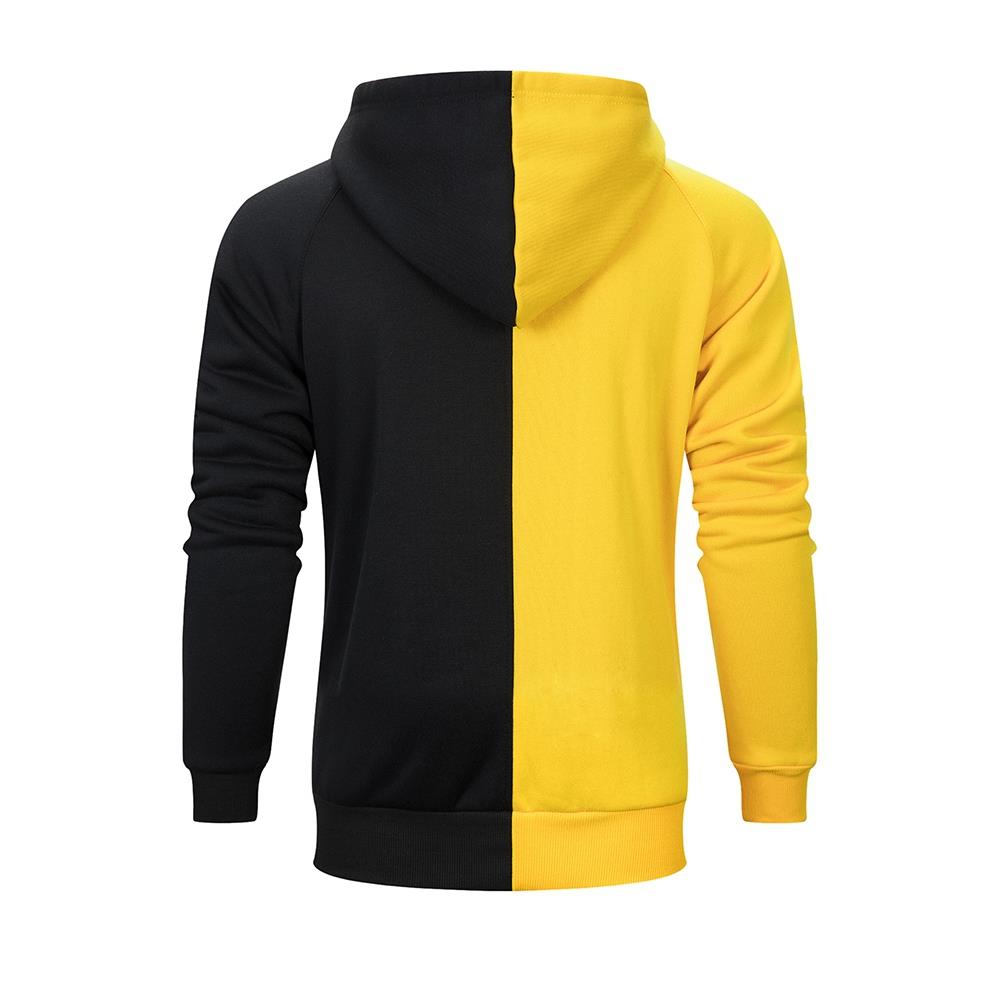 Men's Color Block Cotton Hoodie Size S Yellow Black