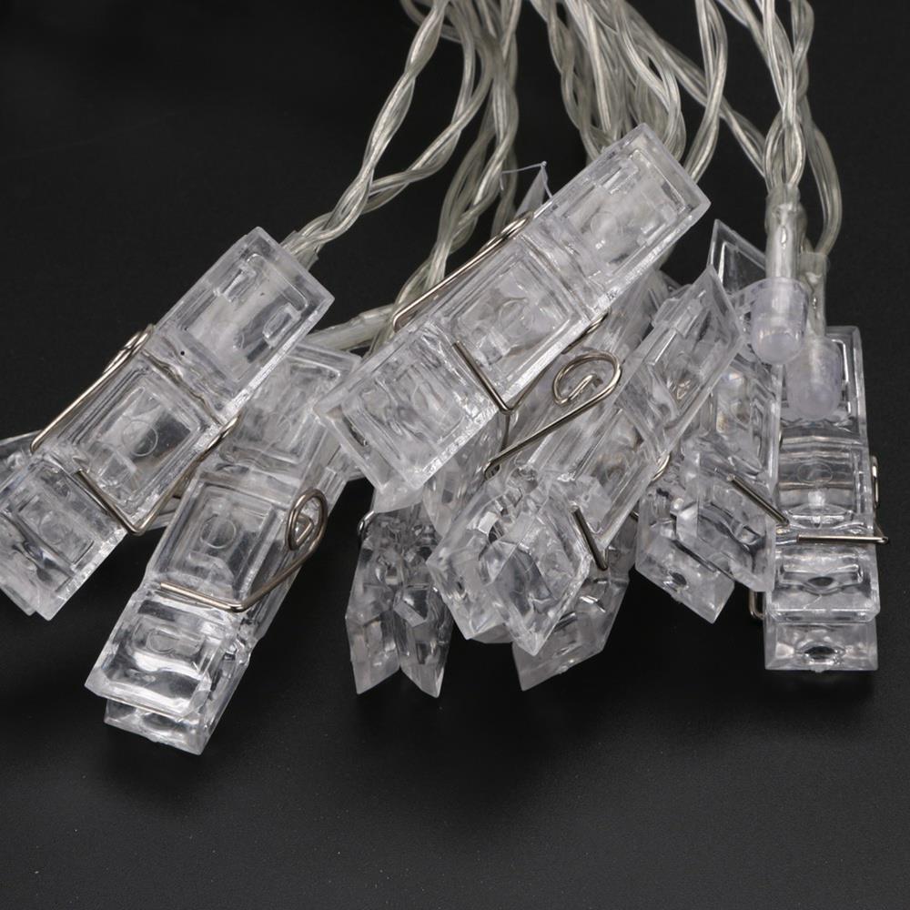 10PCS LED Clip Light Battery String Lights for Pictures Decoration Holiday Christmas Party Garden (1.2 Meters)- Warm White