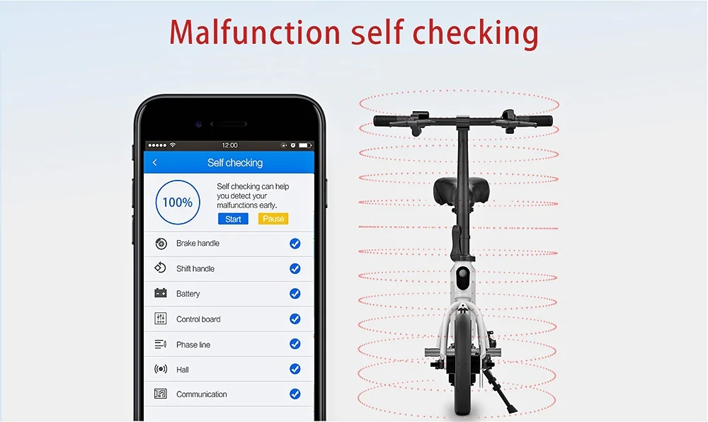[Standard Edition] F-wheel D1 DYU Electric Bike Folding Design Smart Controlling 12 Inch Wheels - White