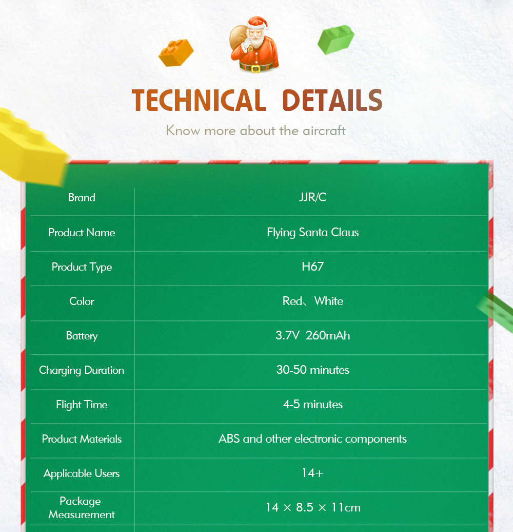 [HK Stock]JJRC H67 Flying Santa Claus 2.4G 4CH 6Axis Headless Mode Toy Brick RC Quadcopter RTF - Red