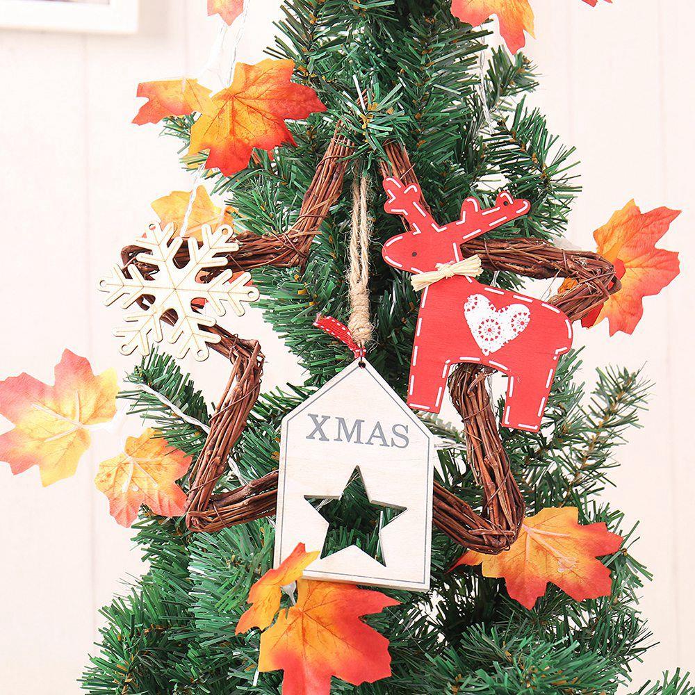 20LEDs Natural Dried Wreath DIY Pentagram Rattan String Light Wreaths Christmas Door Wall Wedding Decoration - Warm White