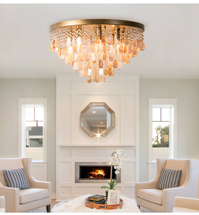 FUMAT Nordic Ceiling Light - Creative Shell Design Coffee Color with 6 Lights