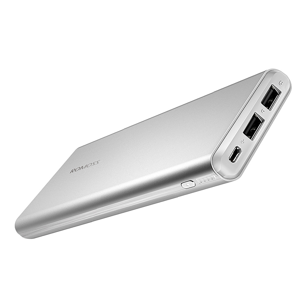 [HK Stock]Original ROMOSS GT1 10000mAh Dual USB Li-polymer Power Bank Mobile Power Charger - Silver