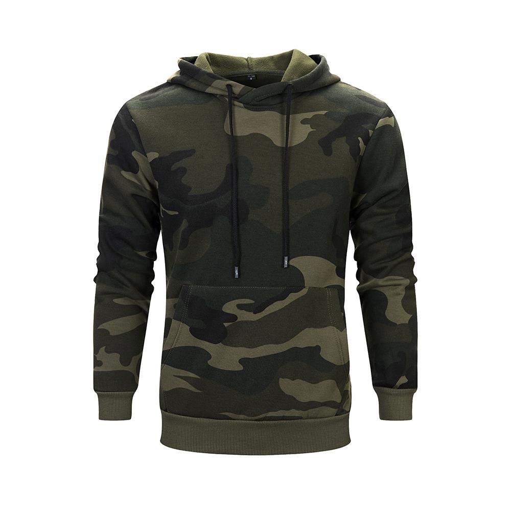 WY40 Men's Autumn Casual Long Sleeve Camouflage Pattern Hoodie Size M - Army Green