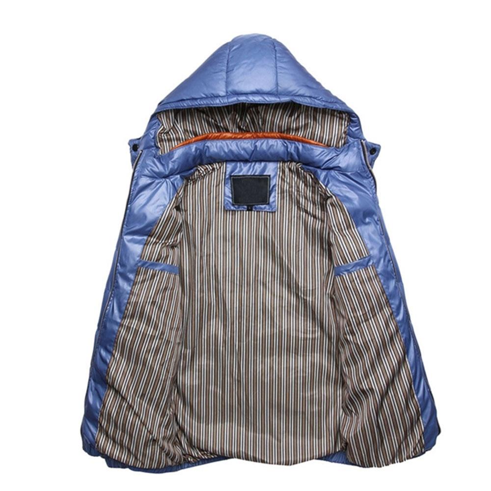 TG220 Men's Winter Hooded Down Jacket (Cotton Padded Warm Slim Fit Coat Size L) - Light Blue