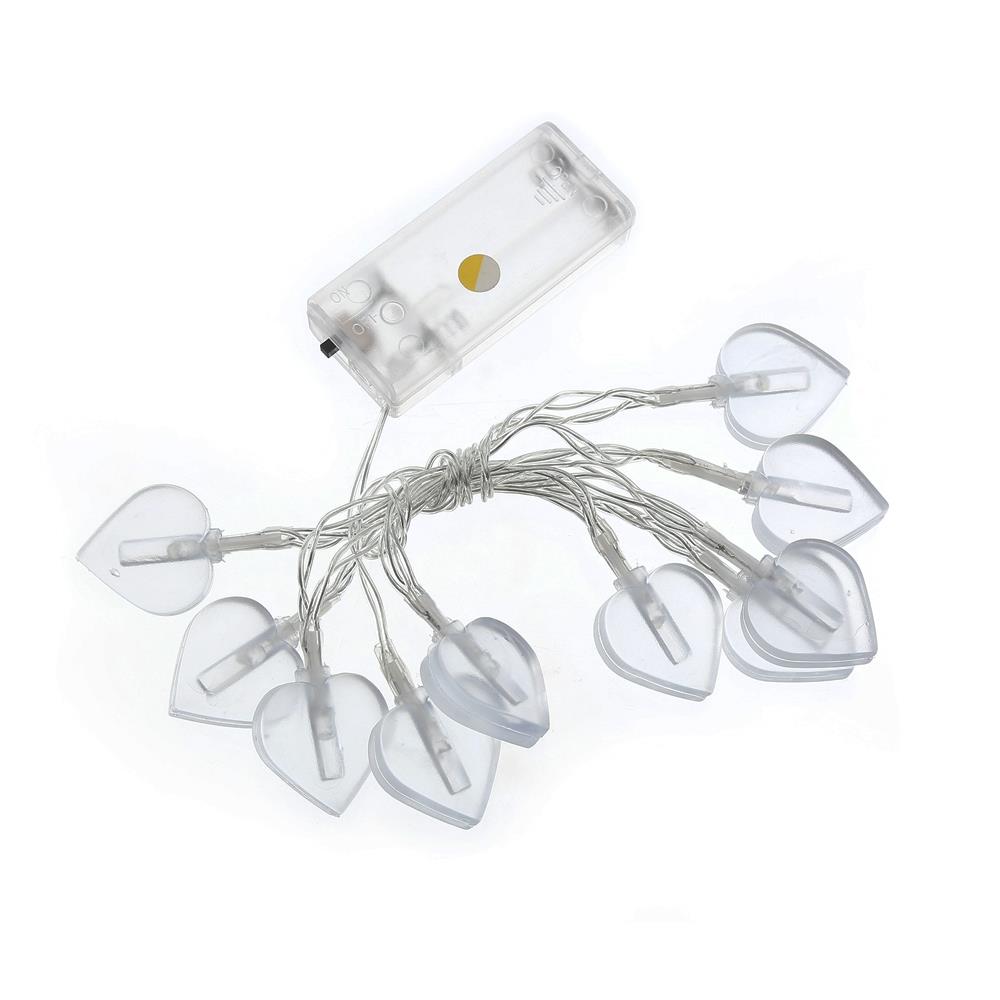 10PCS LED Heart Battery LED String Lights Holiday Christmas Party Garden Decoration Lights (1.2 Meters) - Multi-color