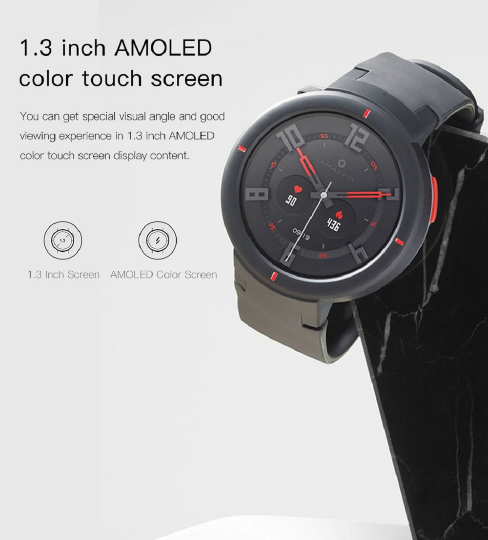 [English Version] Huami AMAZFIT Verge 3 Smart Watch 1.3 Inch AMOLED Screen Heart Rate Monitor 11 Sports Modes IP68 Waterproof - Deep Gray