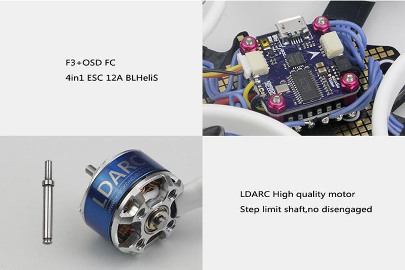 KINGKONG/LDARC ET115 3S FPV Racing Drone F3 FC OSD 12A BLHELI_S 4 In 1 ESC 5.8G 16CH VTX DSM2 Receiver - BNF