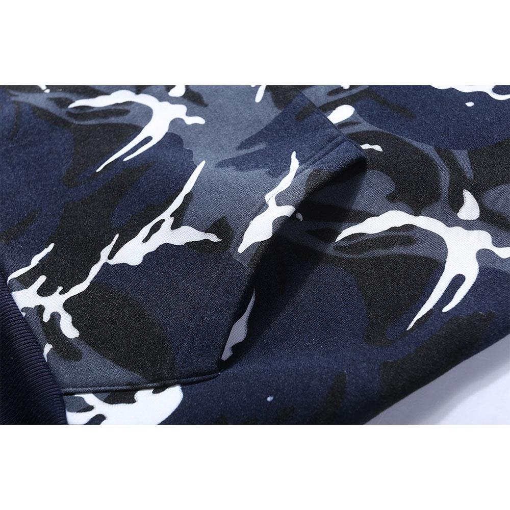 WY40 Men's Autumn Casual Long Sleeve Camouflage Pattern Hoodie Size M - Blue