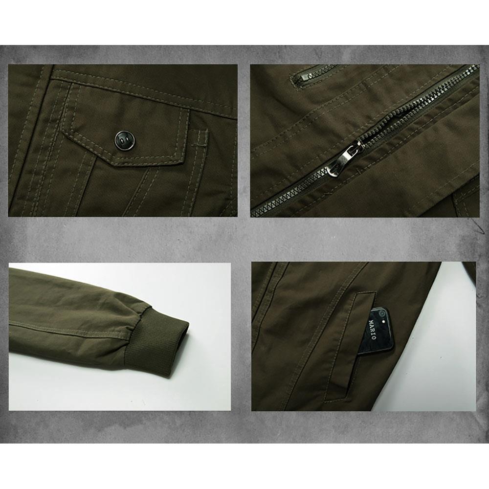 CA806 Men's Autumn Winter Casual Stand Collar Cotton Bomber Jacket Size M - Army Green