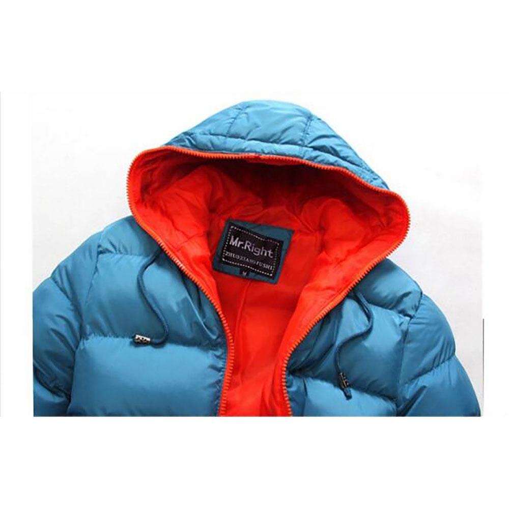Agai-mccf Men's Leisure Hooded Candy Color Down Jacket (Warm Coat Size M) - Blue + Orange