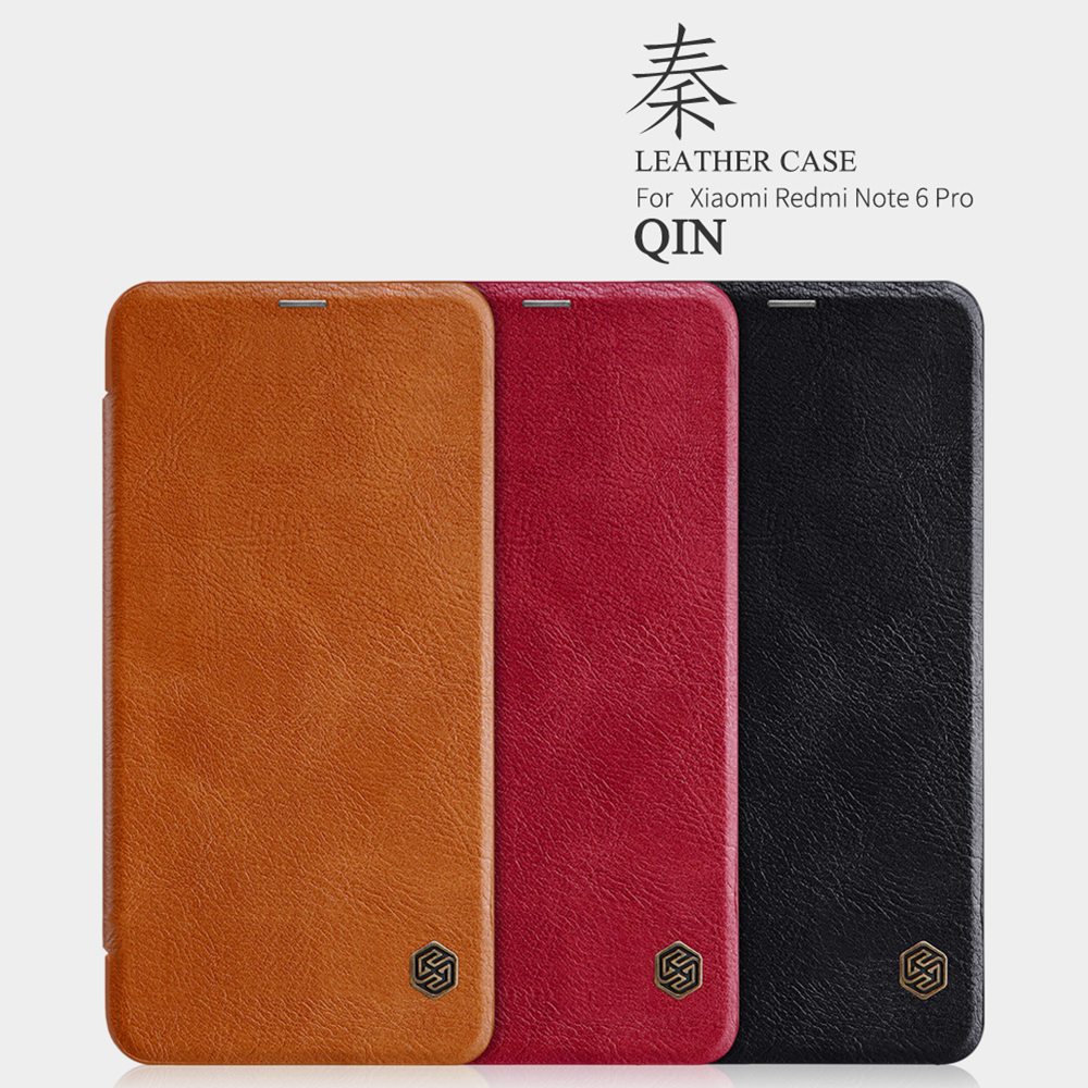 NILLKIN Protective Leather Phone Case for Xiaomi Redmi Note 6 Pro Protective Back Cover - Brown