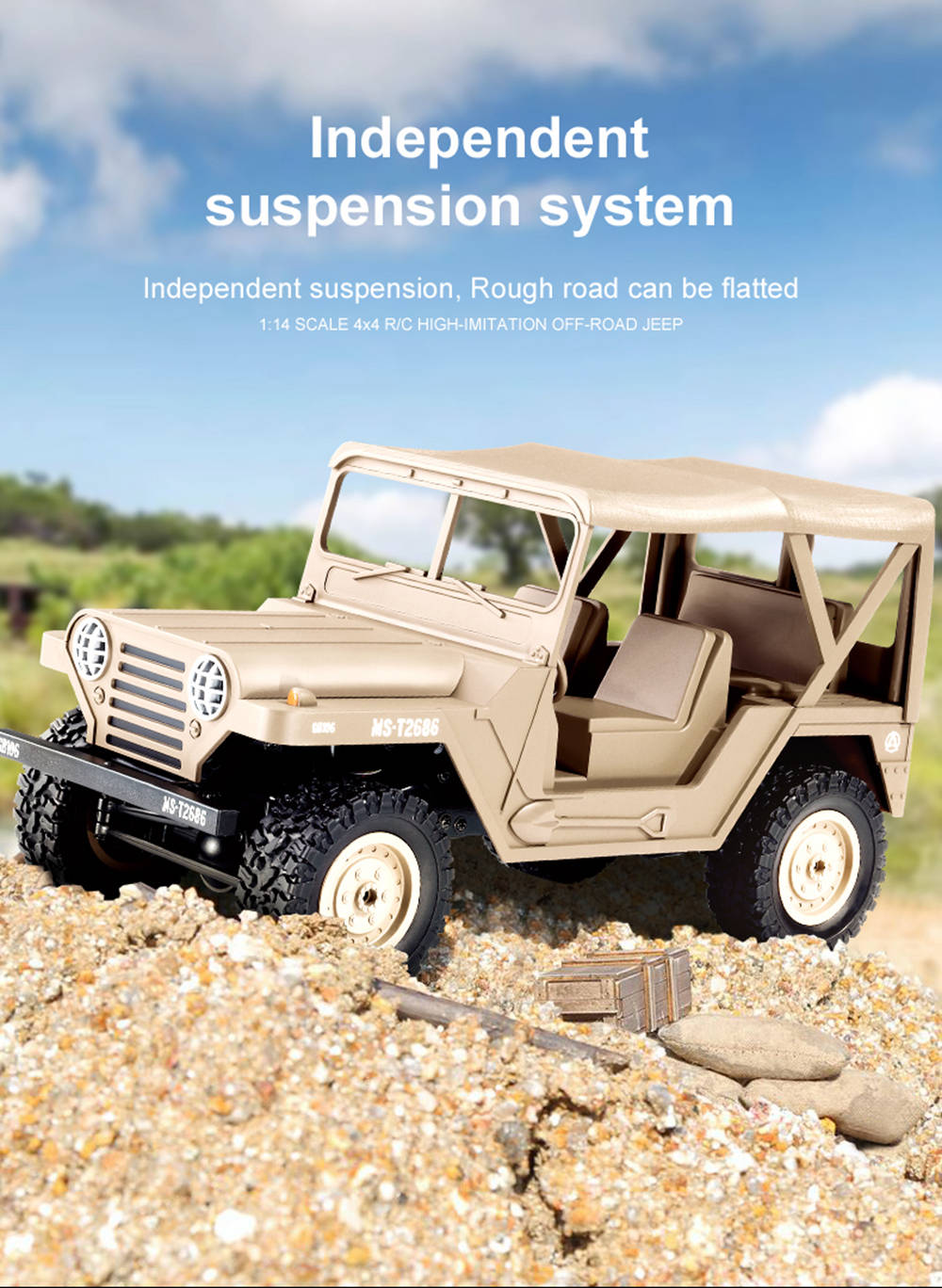 SUBOTECH BG1522 U.S.M151 JEEP 1/14 2.4G 4WD OFF-Road RC Car with LED Lights RTR - Green