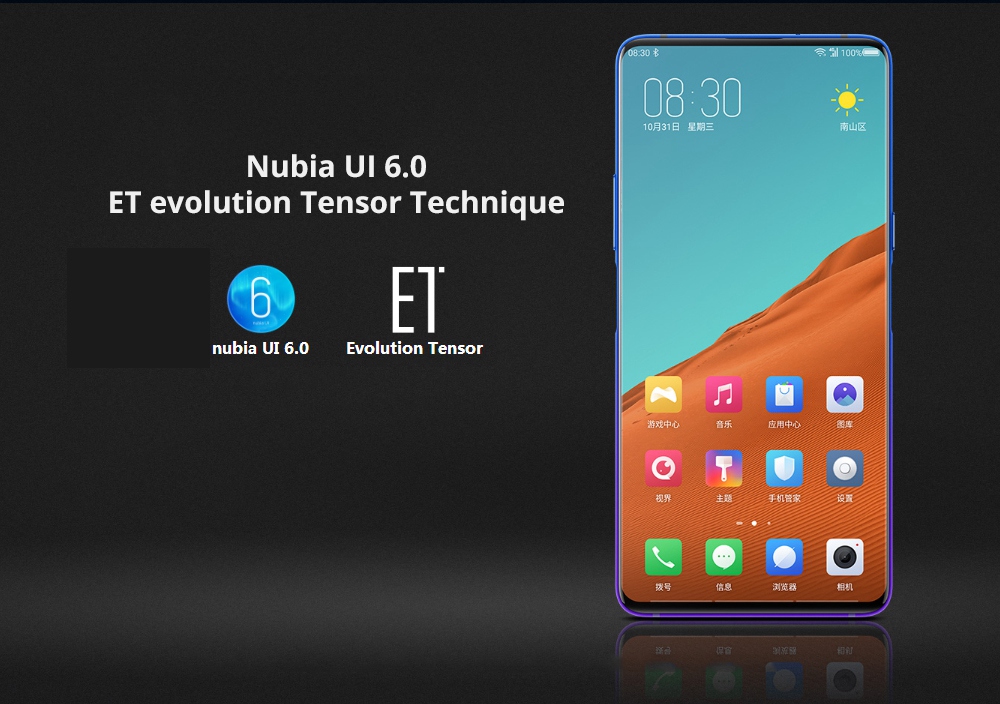 Nubia X 6.26 Inch 4G LTE Smartphone Snapdragon 845 6GB 64GB 16.0MP+24.0MP Dual Rear Cameras Android 8.1 All-Screen Fast Charge Dual Screen - Gray