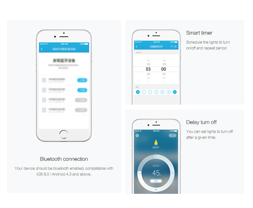 Roome Smart Bluetooth Switch APP Control Timing On/Off 86mm Box Touch Switch Auto Light Sensor - Two-key switch