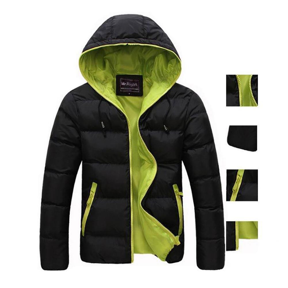 Agai-mccf Men's Leisure Hooded Candy Color Down Jacket (Warm Coat Size M) - Black + Green