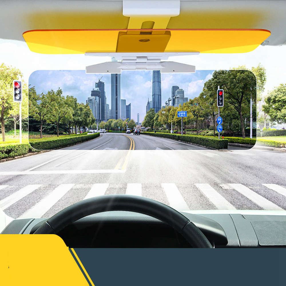 Car Sun Visor Night Vision Anti Glare Windscreen Sunshade HD Sunglass - Yellow + Gray