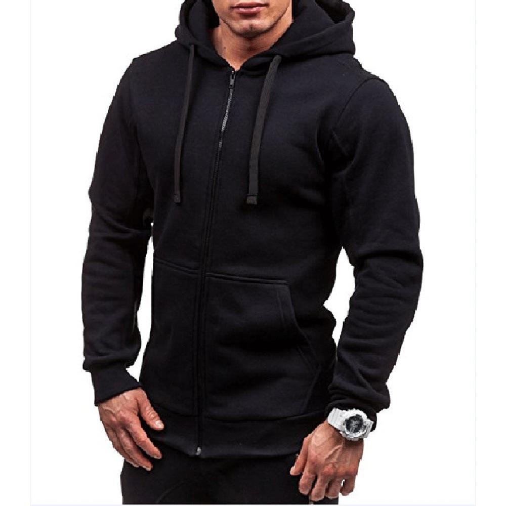 Men's Autumn and Winter Hoodies Long Sleeve Sweatshirt (Size M) - Black