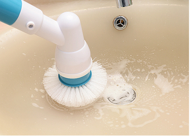 Electric Spin Scrubber Multi-function Automatic Cordless Cleaning Brush Household Cleaning Set - EU Plug