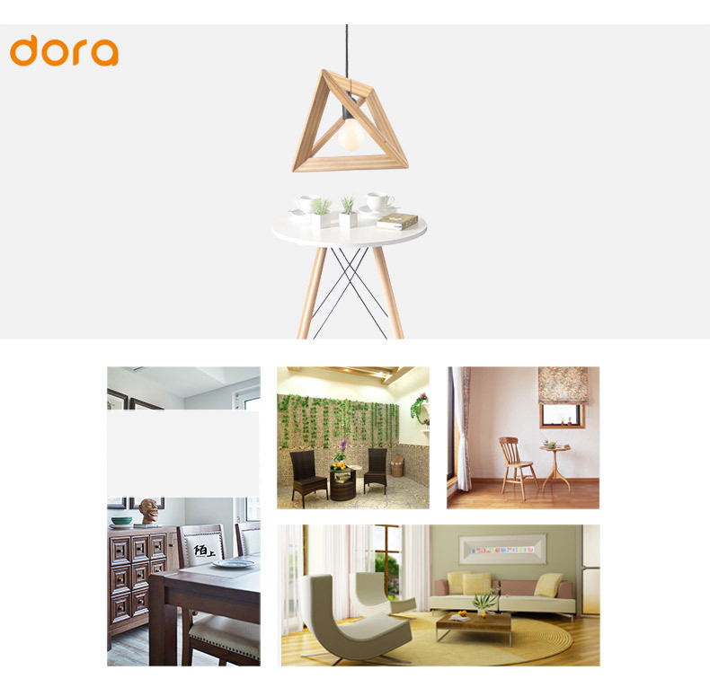 FUMAT Nordic Post-modern Pendant Light - Minimalist Triangle Wood Frame Design(Dia 420mm)