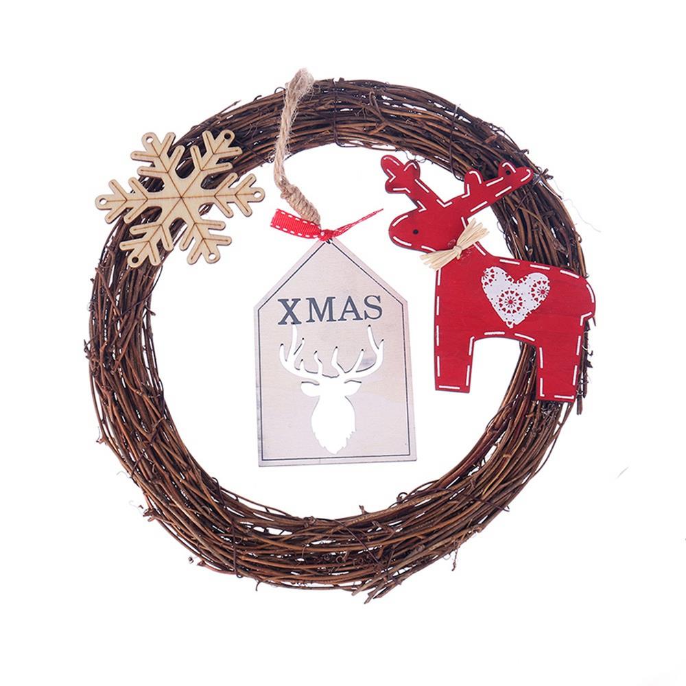 20LEDs Natural Dried Wreath DIY Round Rattan String Light Wreaths Christmas Door Wall Wedding Decoration - Warm White