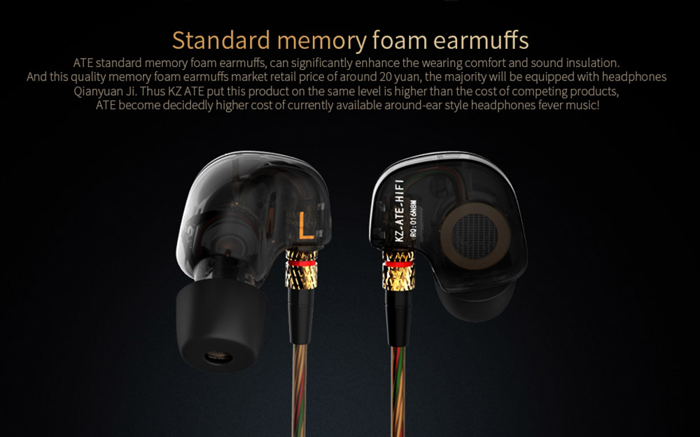 [HK Stock]KZ-ATE 3.5mm In-Ear Earphones with Mic HiFi Stereo Headphones Super Bass Noise Canceling Sport Headset
