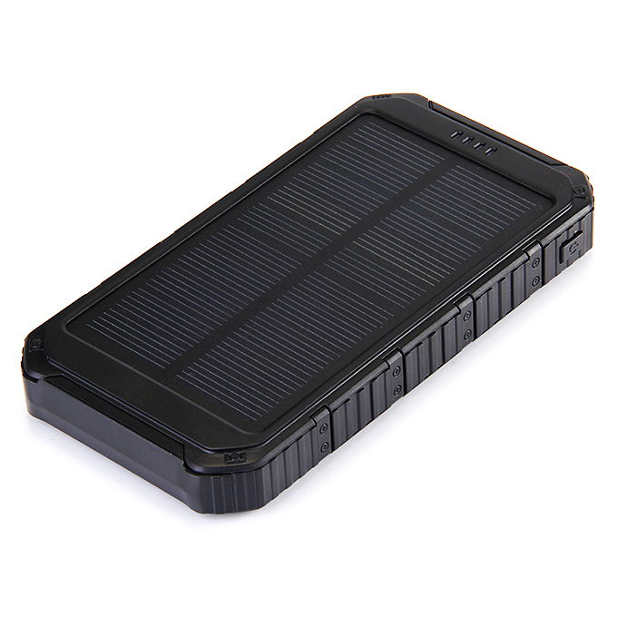 [HK Stock] 18000mAh Universal Solar Power Panel Charger Dual USB Power Bank for iPhone iPad HTC Lenovo Nokia - Black