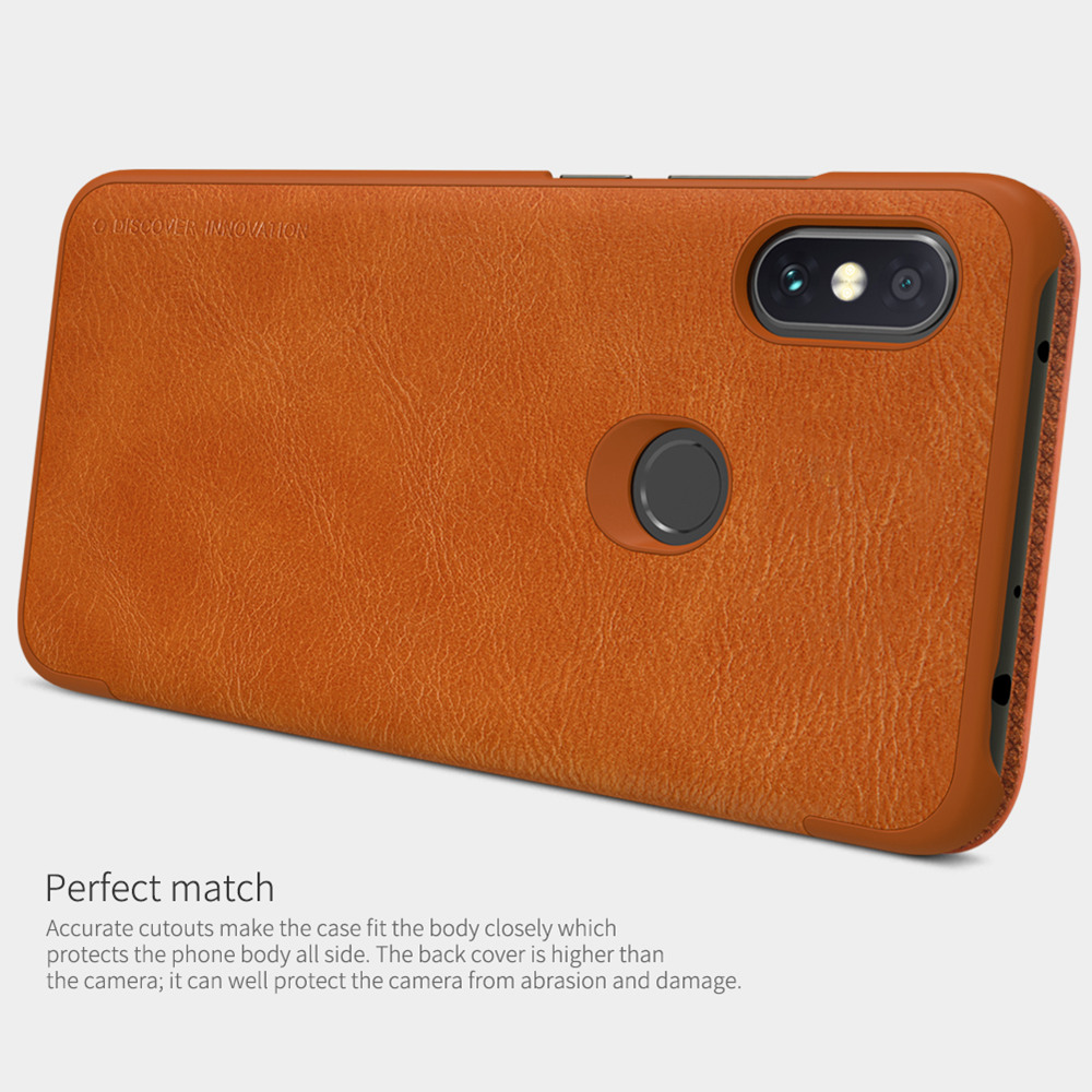 NILLKIN Protective Leather Phone Case for Xiaomi Redmi Note 6 Pro Protective Back Cover - Brown