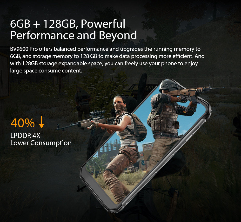 [HK Stock]Blackview BV9600 pro 6.21 Inch 4G LTE Smartphone Helio P60 6GB 128GB 16.0MP + 8.0MP Dual Rear Cameras Android 8.1 IP68 Wireless Charging NFC Face Unlock - Gray