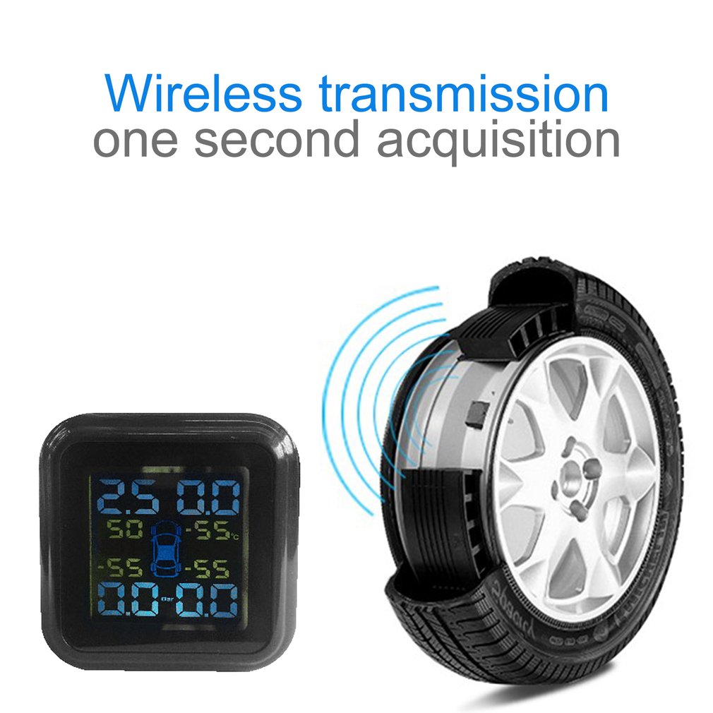 ZQ629301 Smart LCD Car TPMS A68 Cigarette Lighter Tire Pressure Monitoring System - Black
