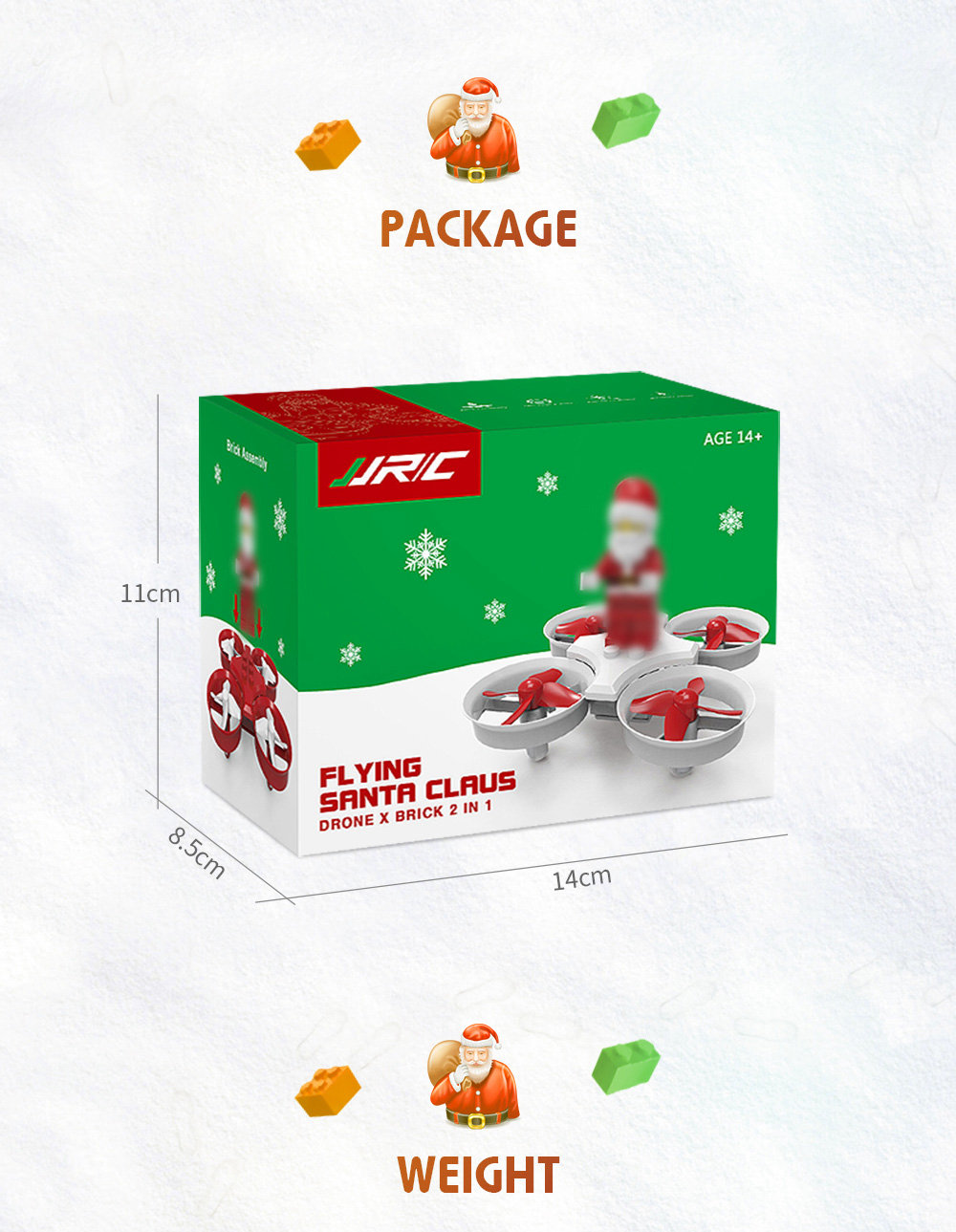 [HK Stock]JJRC H67 Flying Santa Claus 2.4G 4CH 6Axis Headless Mode Toy Brick RC Quadcopter RTF - Red