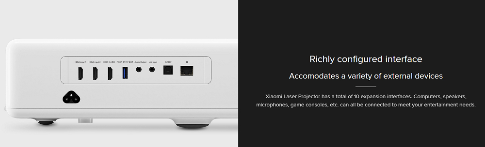 [HK Stock][International Edition] Xiaomi Mijia Laser Projector 5000 Lumens Full HD 4K Ultra Short Focal Lens ALPD 3.0 Laser Light Dual Band WIFI - White