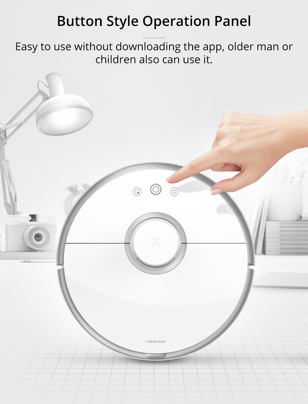 [Spain Stock][ International Version]Xiaomi Mijia Roborock S50 Robot Vacuum Cleaner 2 Automatic Area Cleaning 2000pa Suction 2 in 1 Sweeping Mopping Function LDS Path Planning 5200mAh Battery - White