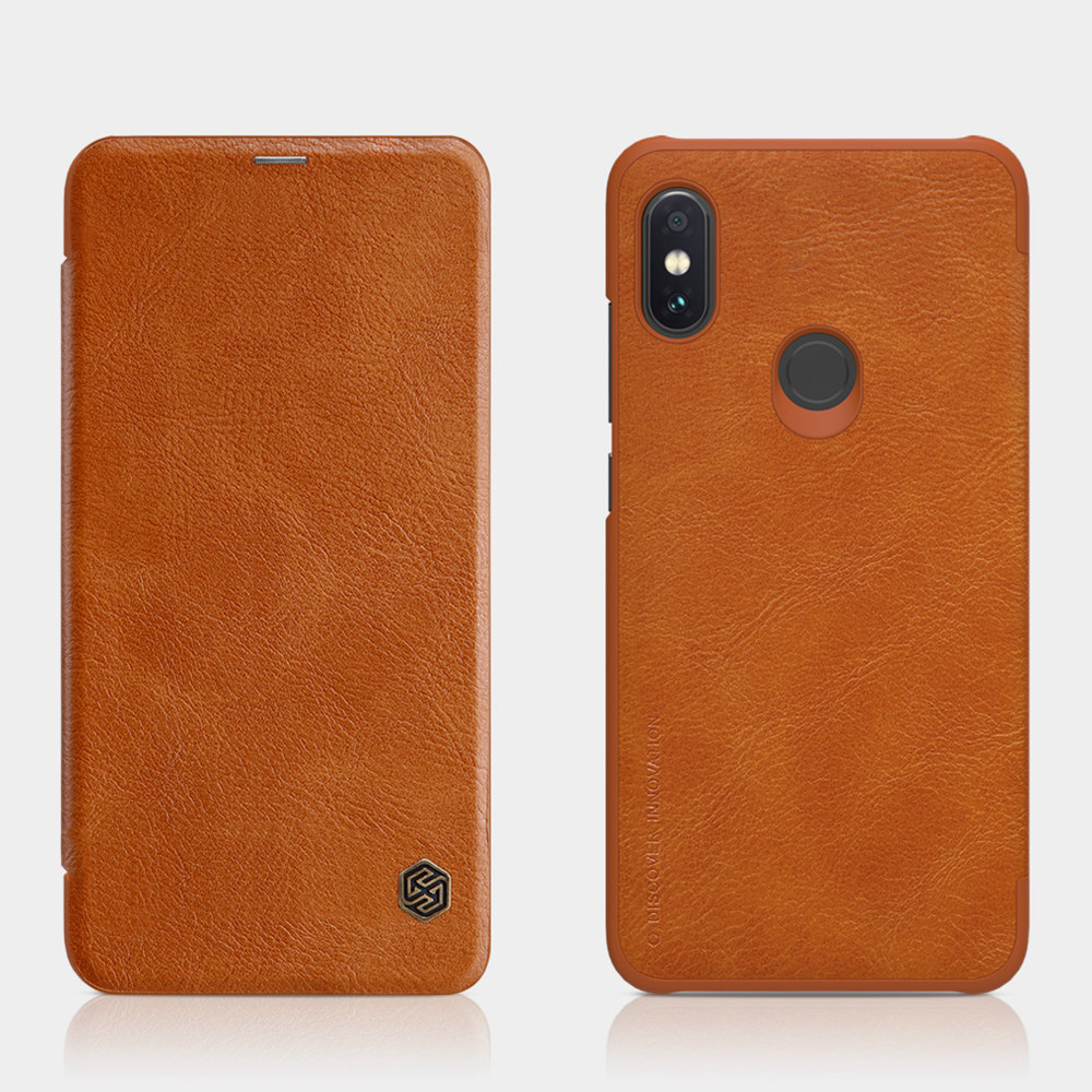 NILLKIN Protective Leather Phone Case for Xiaomi Redmi Note 6 Pro Protective Back Cover - Brown
