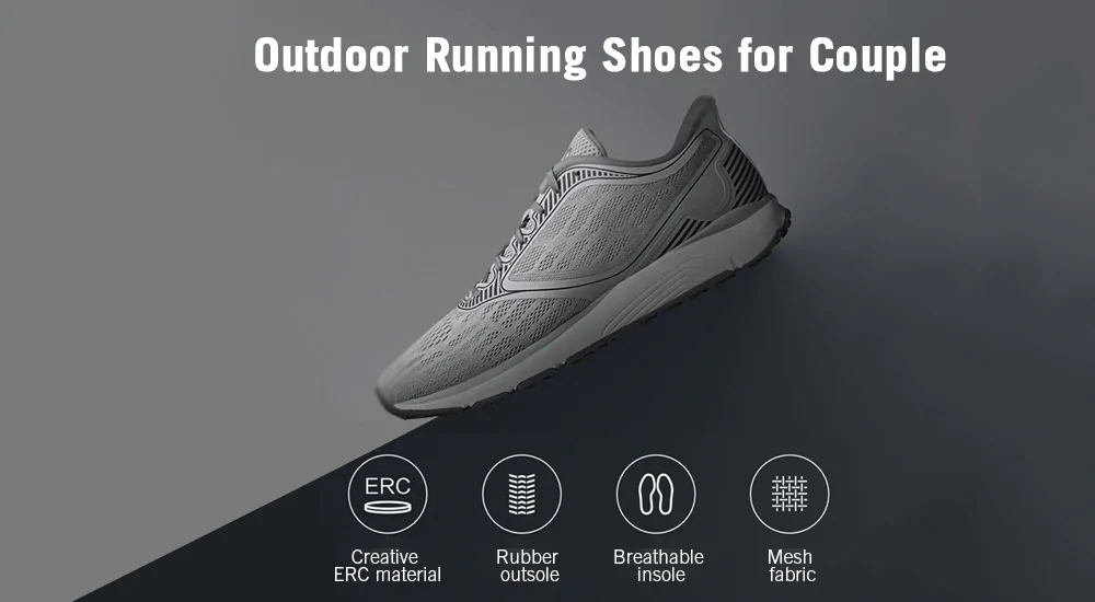 Xiaomi AMAZFIT Unisex Sneakers (Shock-absorb Anti-slip Outsole Outdoor Athletic Running Shoes Size EU39 Men) - Black