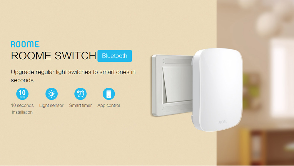 Roome Smart Bluetooth Switch APP Control Timing On/Off 86mm Box Touch Switch Auto Light Sensor - Two-key switch