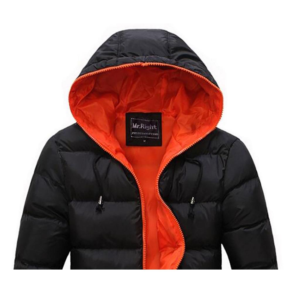 Agai-mccf Men's Leisure Hooded Candy Color Down Jacket (Warm Coat Size M) - Black + Orange