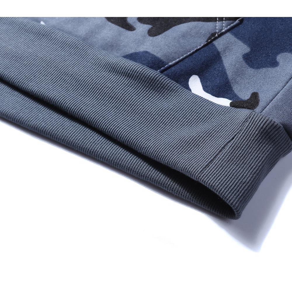 WY40 Men's Autumn Casual Long Sleeve Camouflage Pattern Hoodie Size M - Blue